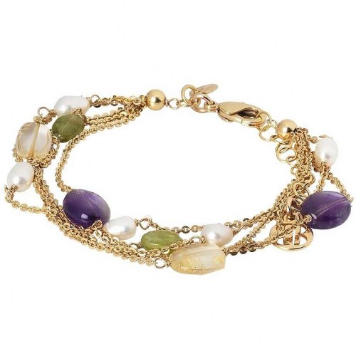 Bracciale Placcato Oro Giallo Con Perle Naturali Colorate Boccadamo BR568D